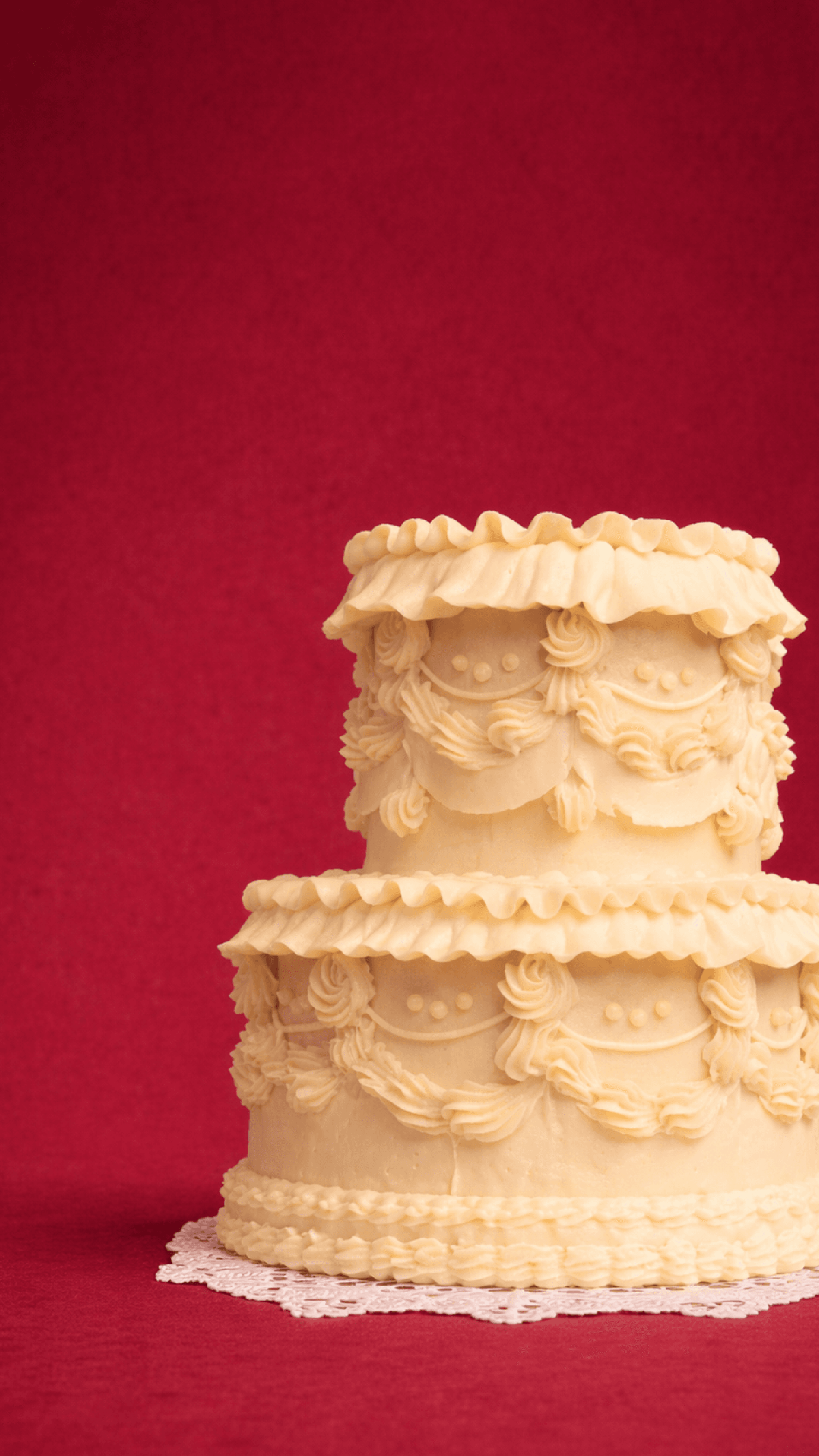 Ornate tiered buttercream cake